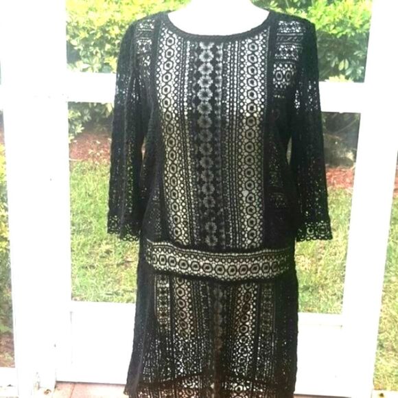 Maje Embroidered Lace Black Dress/Coverup Sz 6 - Picture 1 of 5